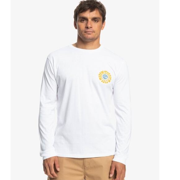 Quiksilver Men’s Moon Groove Long Sleeve Graphic Tee - Size Small, White (NWT) - Picture 1 of 7